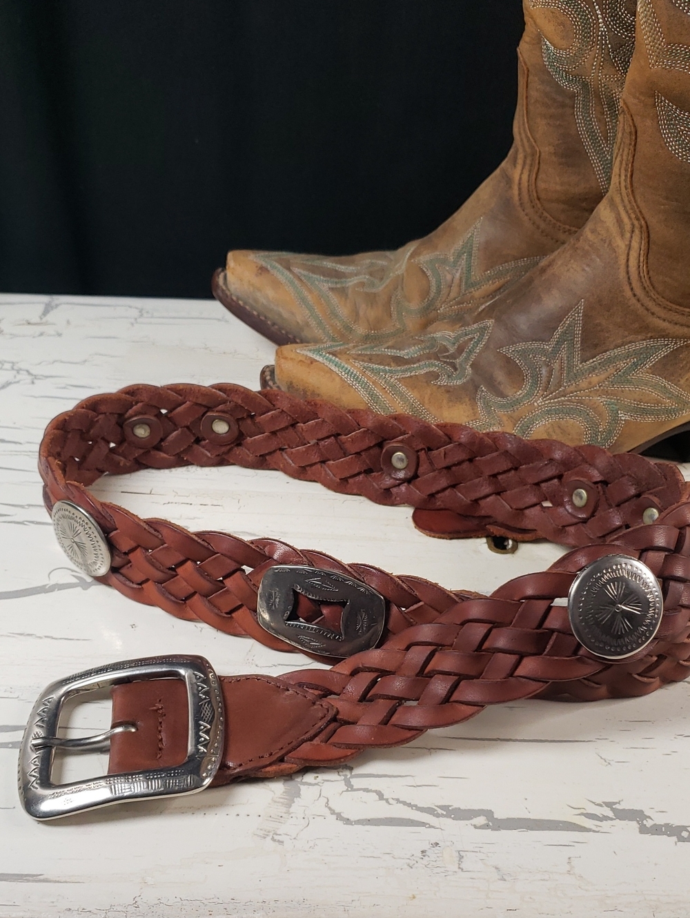 'H Brand' Vintage Western Boho Braided Leather Belt - Women's size S - Picture 9 of 11